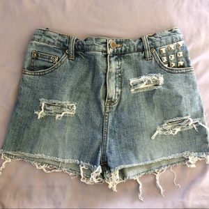 Studded Denim Shorts ☆ Light Wash